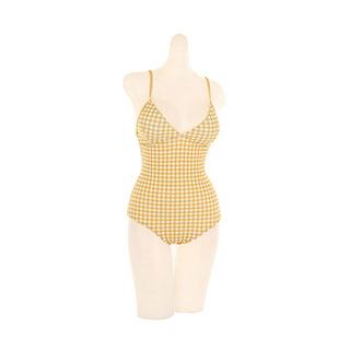 깅엄 체크 패턴으로 완성된 베이직 모노키니 bikini