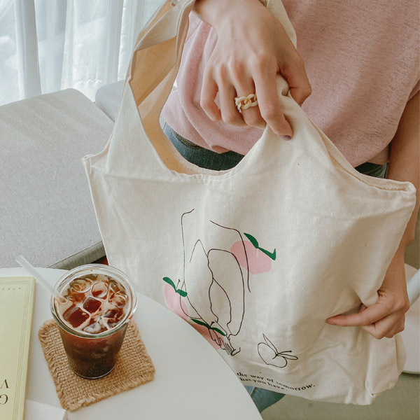 bg1101 아기자기한 프린팅 포인트의 빅사이즈 데일리 코튼에코백 bag