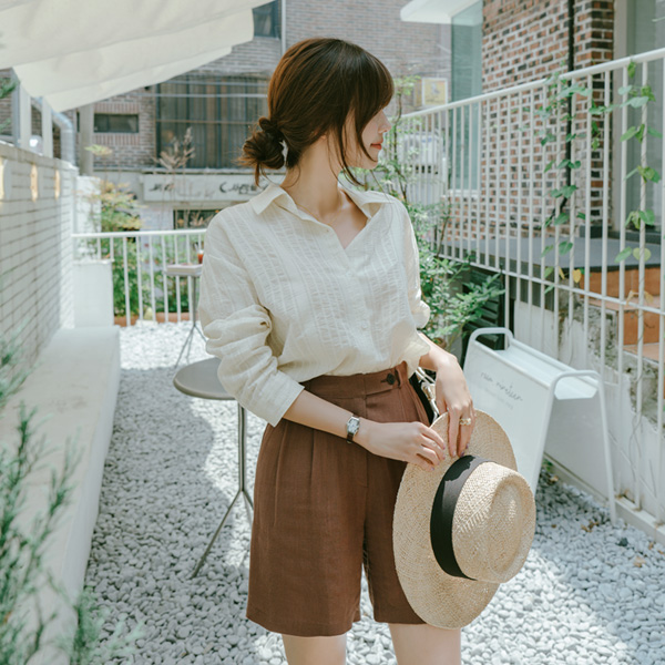 bs5296 고급스러움이 느껴지는 내추럴 코튼 셔츠 blouse
