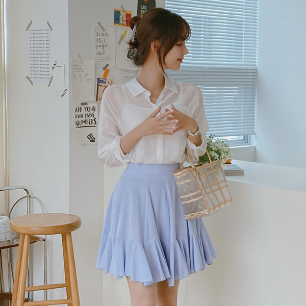 bs5303 베이직한 나시와 실키한 패브릭의 뒷리본 포인트 셔츠 세트 blouse set