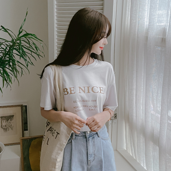 ts2150 쫀쫀하고 부드러운 레터링 라운드넥 모달티셔츠 tee