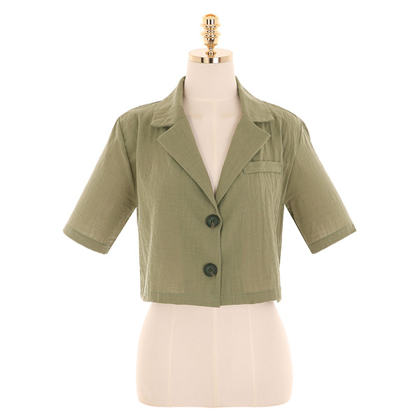 jk1259 얇은 여름 원사로 제작된 크롭 디자인의 싱글 자켓 jacket