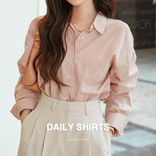 심플한 디자인으로 완성된 코튼 패브릭의 와이드 커프스 셔츠 blouse 벚꽃룩