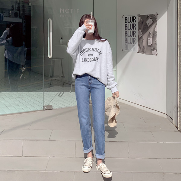 ps2336 캐주얼한 매력의 세미 배기핏 데님 팬츠 pants
