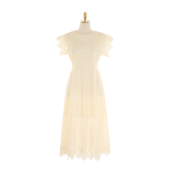 op9627 엔틱한 레이스 장식이 돋보이는 민소매 롱 원피스 dress