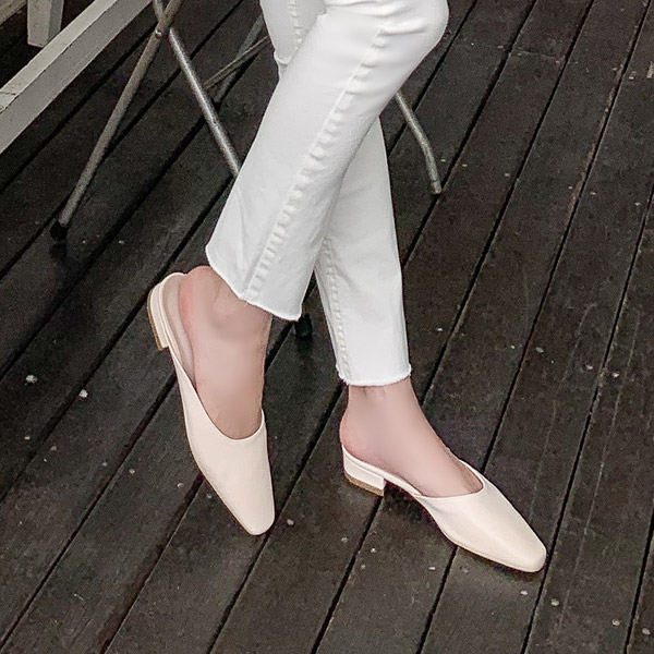 sh1966 슬림한 사각코 쉐입의 데일리 플랫 뮬 shoes