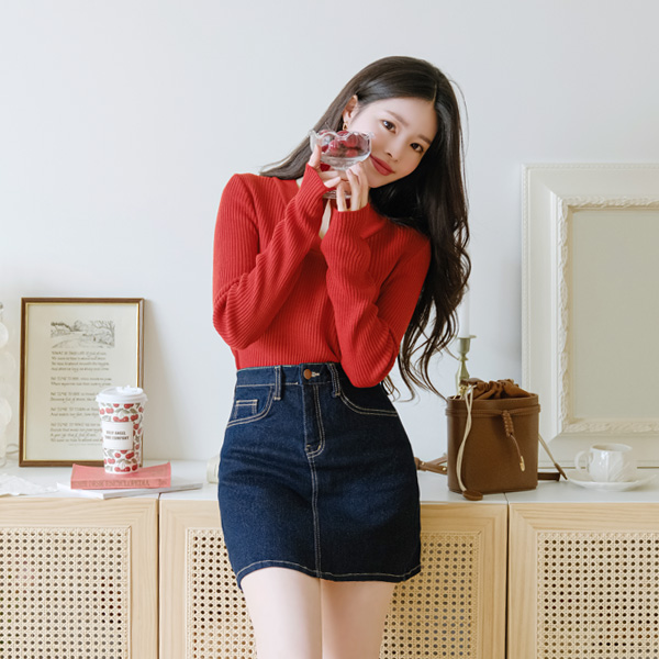 sk4276 쫀쫀한 코튼 패브릭으로 완성된 스티치 포인트 데일리 데님 스커트 skirt