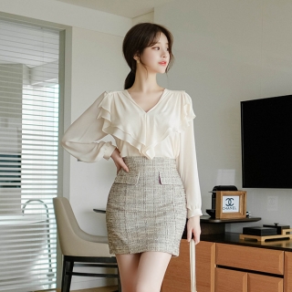 고급진 고퀄리티 신축 트위드 스커트 skirt 벚꽃룩