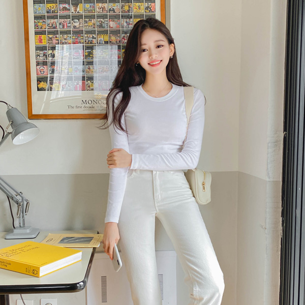 ts2193 1+1 데일리로 입기 좋은 14가지 다채로운 컬러구성의 슬림핏 베이직 라운드넥 긴팔티셔츠 tee