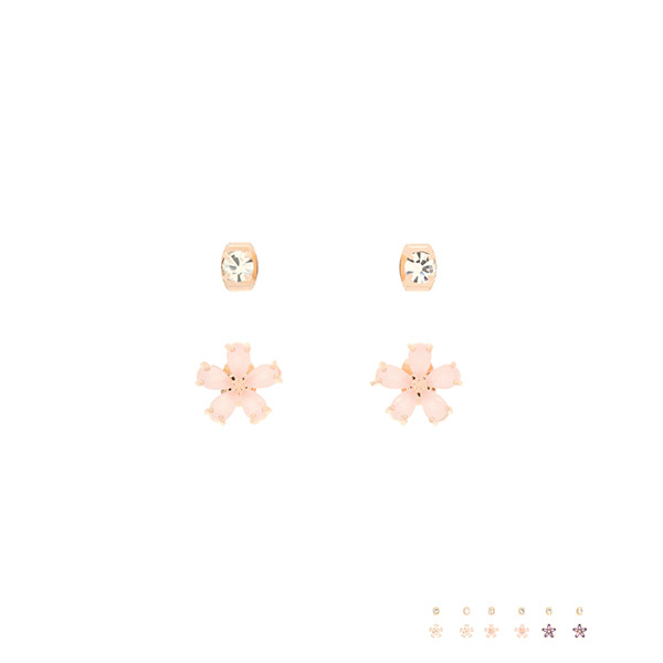 ac4668 맑고 영롱한 플라워 미니 큐빅 이어링 세트 earring set