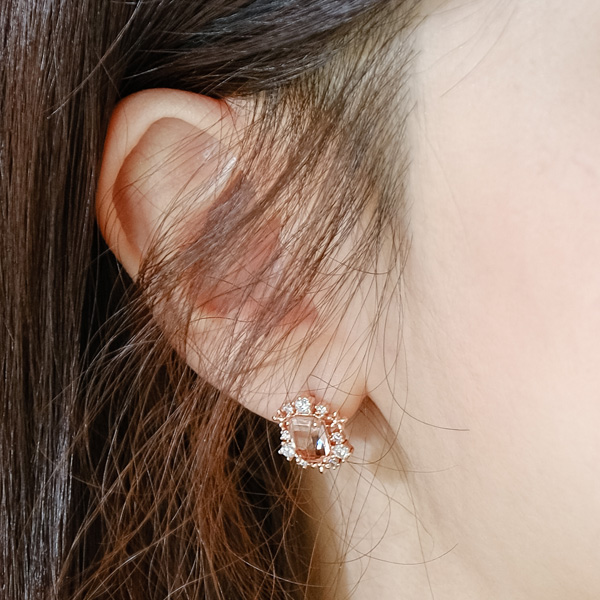 ac4669 스페셜한 그라데이션의 컬러 스톤 은침 큐빅 미니 이어링 earring