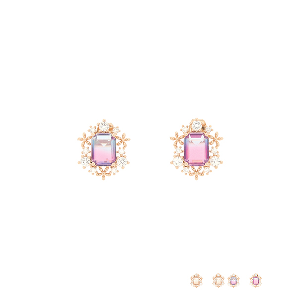 ac4669 스페셜한 그라데이션의 컬러 스톤 은침 큐빅 미니 이어링 earring