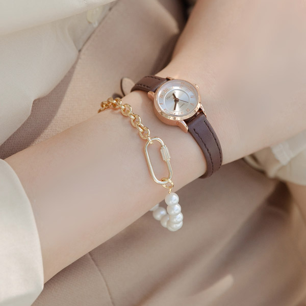 ac4681 진주 체인 믹스 장식의 카라비너 펜던트 브레이슬릿 bracelet