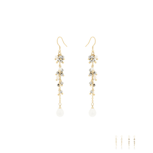 ac4666 드레시한 매력의 비즈 진주 드롭 은침 이어링 earring