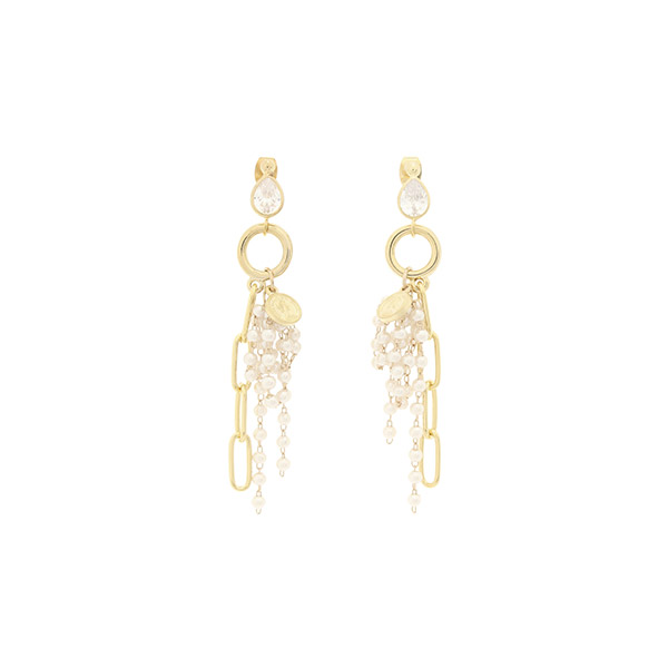 ac4665 고져스한 무드의 볼드한 진주볼 장식과 골드 포인트로 완성된 물방울 드롭 이어링 earring
