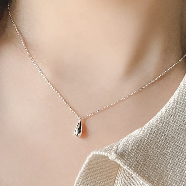 ac4687 데일리로 좋은 물방울 쉐입 실버 네크리스 necklace