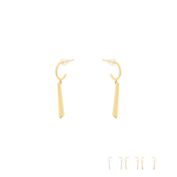ac4689 심플하고 세련된 C링 아래로 은은하게 빛나는 스틱 드롭 실버 이어링 earring