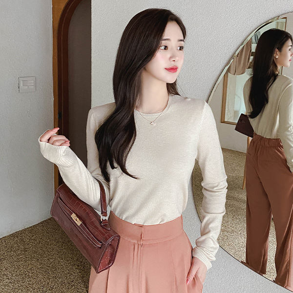 nt2271 보드라운 터치감의 캐시미어 혼방 데일리 라운드넥 긴팔니트 knit