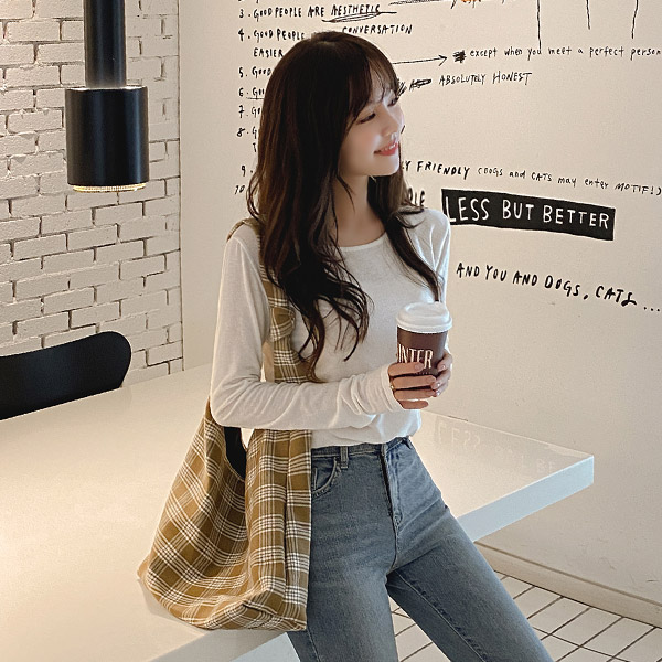 ts2199 푸딩처럼 말랑한 텐셀소재로 제작된 데일리 라운드넥 긴팔 티셔츠 tee