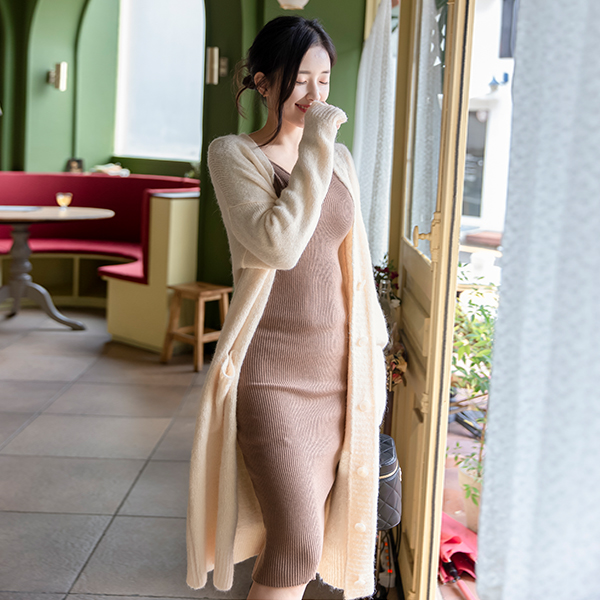 cd1499 몽글몽글 기분좋은 부드러움이 느껴지는 알파카 혼방 롱 가디건 cardigan