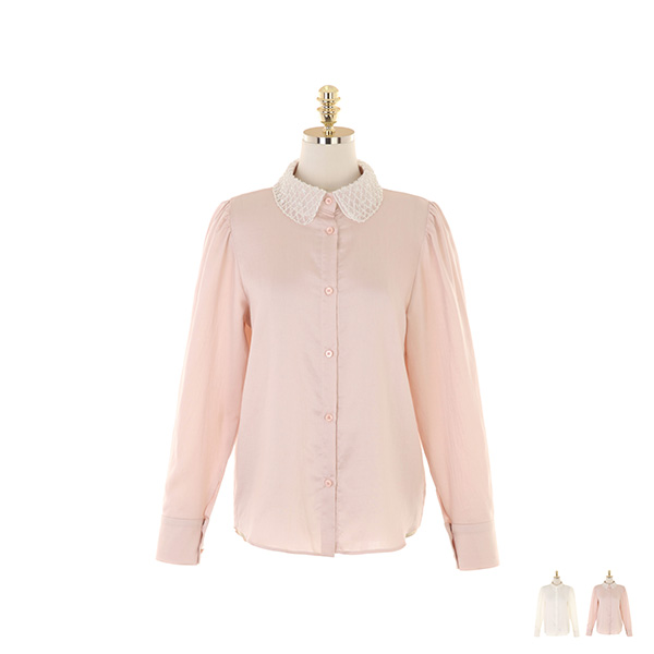 bs5449 블링블링한 배색 카라 디자인의 페미닌 블라우스 blouse