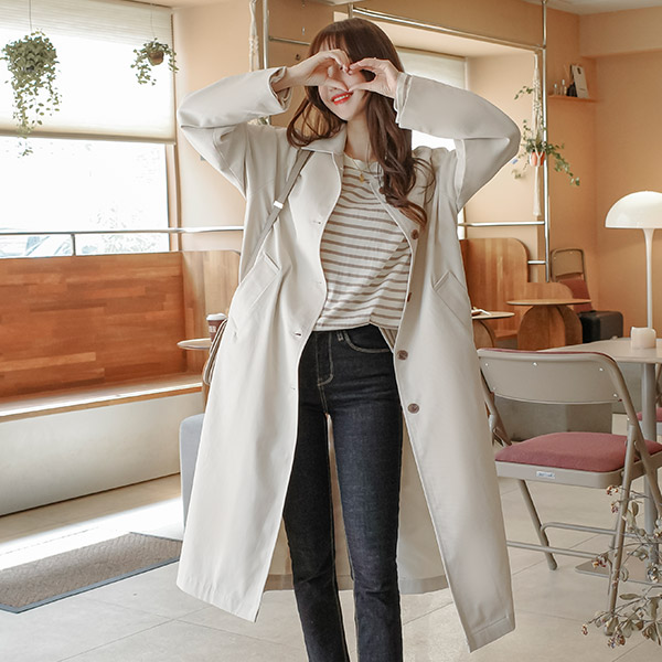 ct1175 멋스러운 레글런 소매디자인의 뒷트임 백버튼 포인트 빅카라 트렌치 롱코트 coat