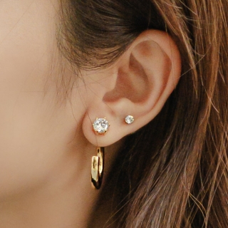 ac4697 다양한 스타일 연출의 5mm 큐빅 장식 포인트 링 클러치 이어링 earring