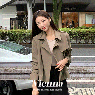 (여신핏/데일리템) 비엔나 더블버튼 숏 트렌치 자켓