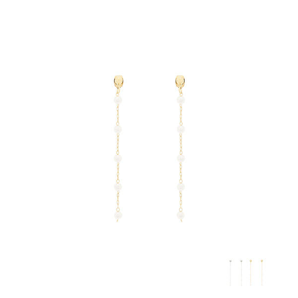ac4707 청순하고 여리여리한 5개의 진주볼 포인트 롱 드롭 이어링 earring