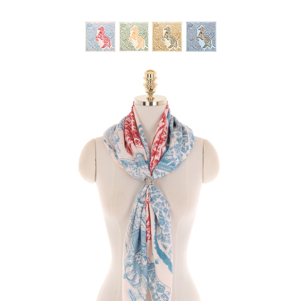 ac4719 부드러운 소재의 유니콘 디자인 정사각 까레 스카프 scarf