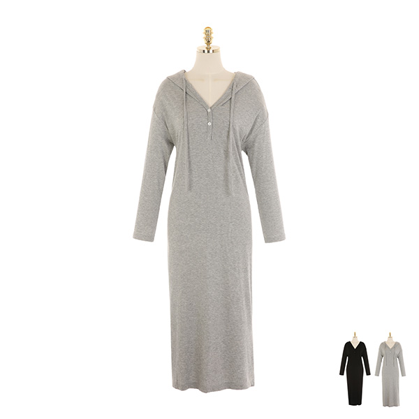 op9931 부드러운 레이온 소재로 완성된 잔골지 후드 롱 원피스 dress