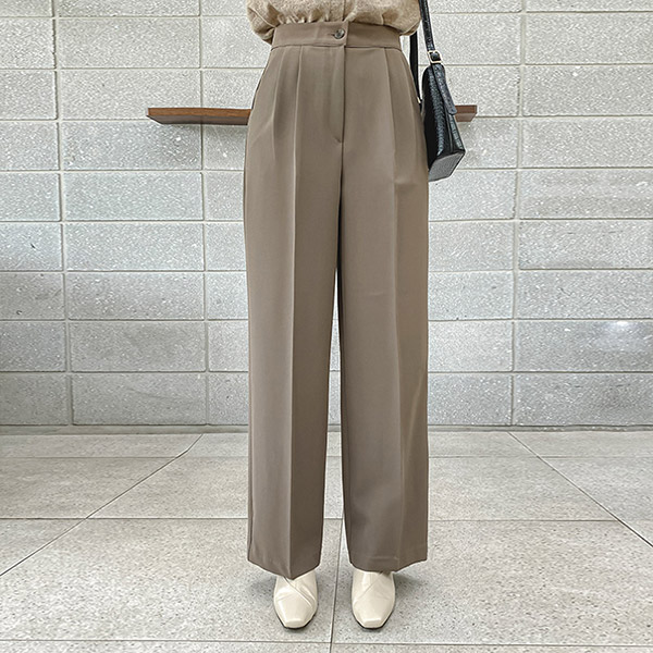 ps2416 롱 하이웨스트 투 핀턱 와이드 팬츠 slacks