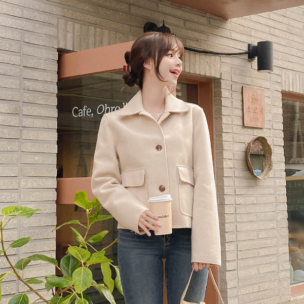 ct1183 소프트 이중지 기모 포켓 숏코트