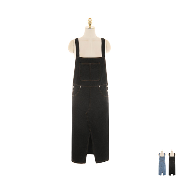 op9979 캐주얼한 무드의 앞트임 데님 멜빵 원피스 dress