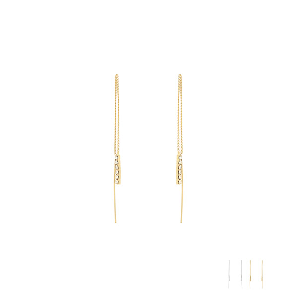 ac4726 two라인 심플 큐빅 드롭 이어링 earring