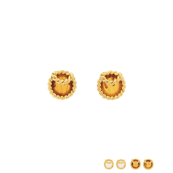 ac4735 엔틱한 감성을 듬뿍 담은 골드 꼬임 프레임의 원석 이어링 earring