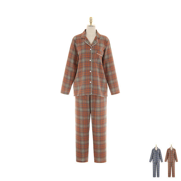op9988 클래식한 체크패턴과 부드러운 소재감이 돋보이는 파자마 투피스 세트 dress