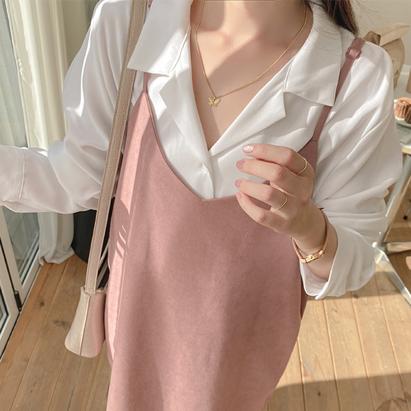 bs5504 벨로 소프트 기모 오픈카라 블라우스