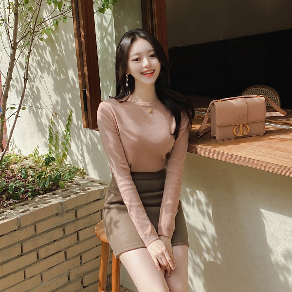 nt2362 여성스러운 분위기의 8칼라 여리여리 입술넥 데일리 니트 knit