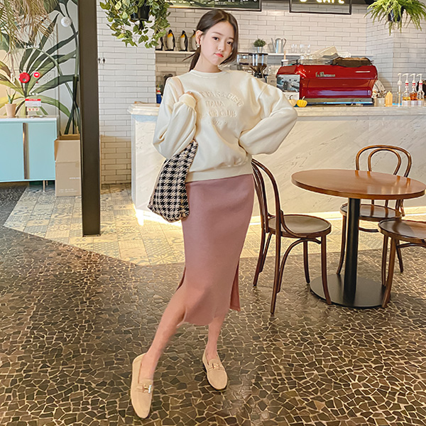 sk4374 편안하고 따뜻한 롱 기장 니트 밴딩 스커트 skirt