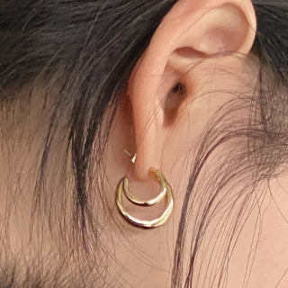 심플한 포인트를 더해주는 활용도 높은 데일리 더블 링 이어링 earring