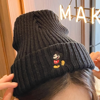 ミッキーマウス刺繡ニット帽 