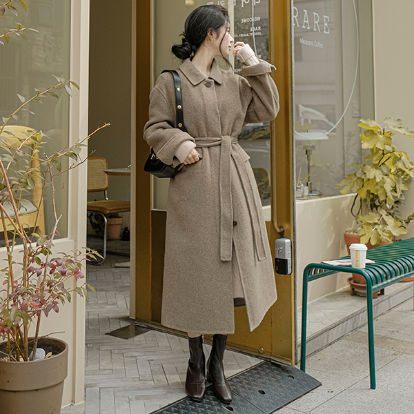 ct1200 포근하고 가벼운 싱글카라 디자인의 내피탈부착 가능 울 핸드메이드 롱코트 coat