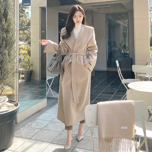 ct1204 포근하고 따뜻한 울90% 소재감의 벨트세트 숄카라 핸드메이드 롱코트 coat