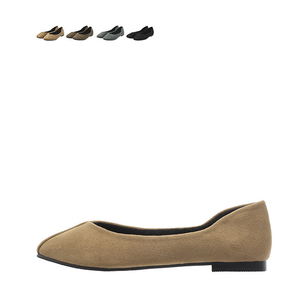 sh2045 여성스러운 튤립 디자인의 기모안감 스웨이드 스퀘어토 플랫슈즈 shoes