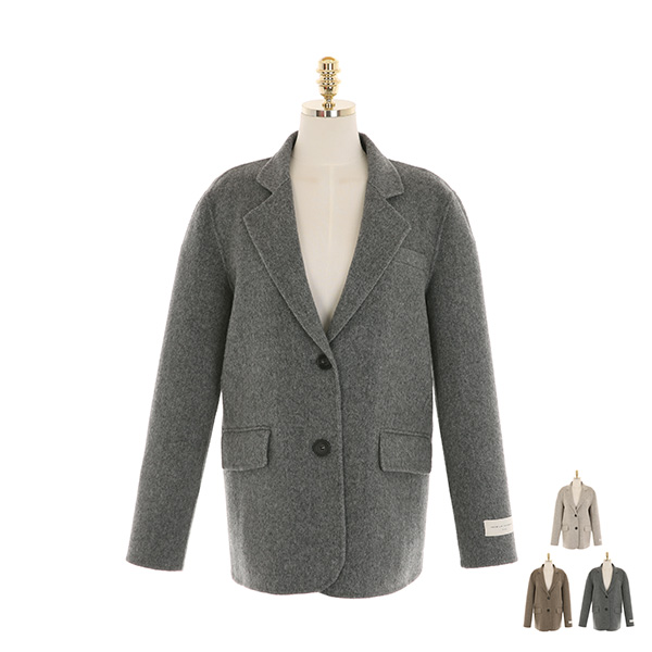ct1196 따뜻한 컬러감의 헤링본 울 핸드메이드 싱글 반 코트 coat