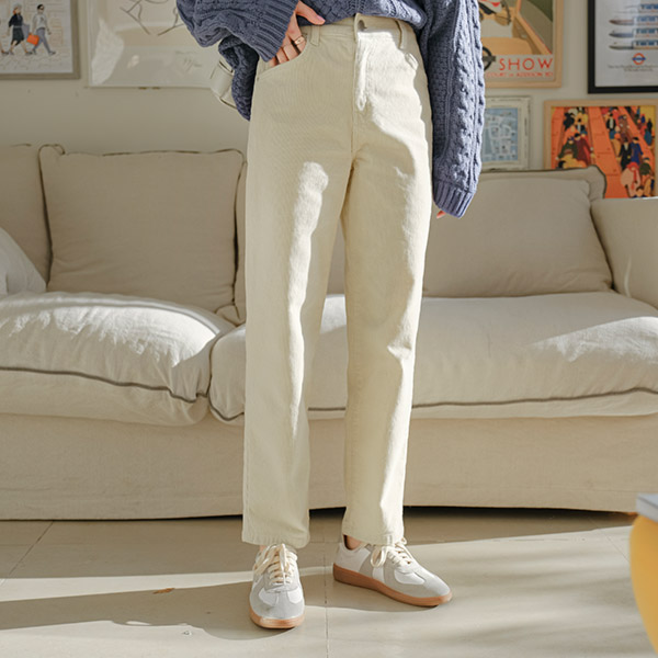 ps2458 잔잔하고 따뜻한 코듀로이 패브릭의 백밴딩 일자핏 코튼 팬츠 pants