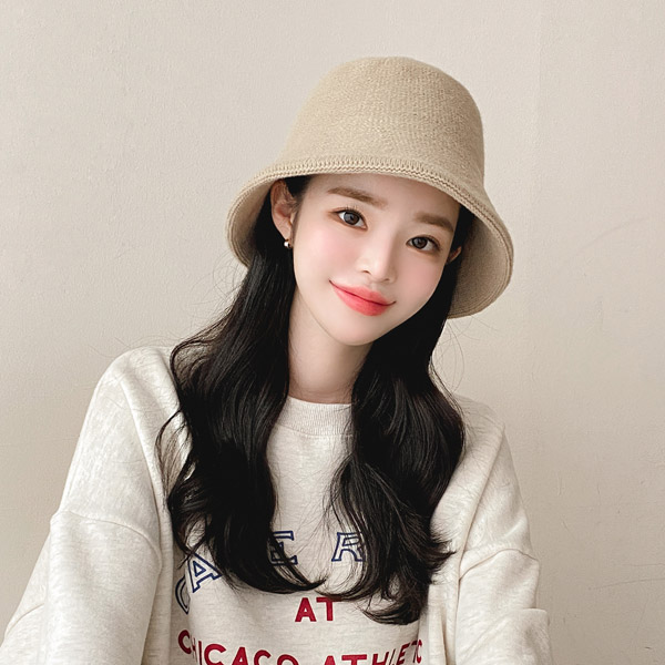 ac4790 포근하고 내추럴한 무드의 울혼방 니트 버킷햇 hat