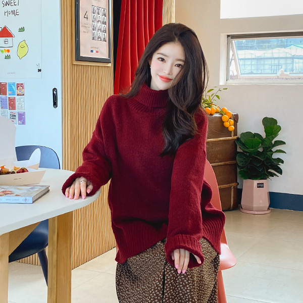 nt2433 따뜻하고 포근한 터틀넥 디자인의 소프트 루즈핏 롱 니트 knit