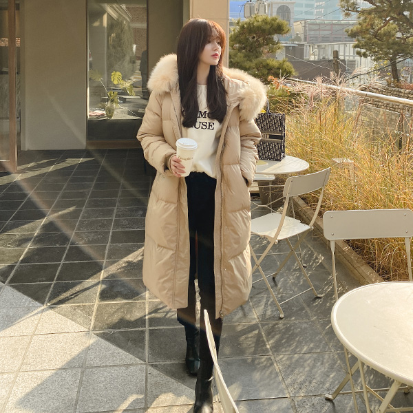 jp338 델리 폭스 퍼 덕다운 롱 패딩